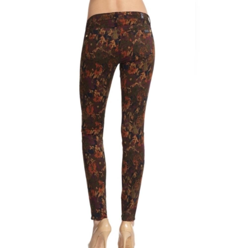 7 For All Mankind Brown Floral Print Jeans - Picture 2 of 6